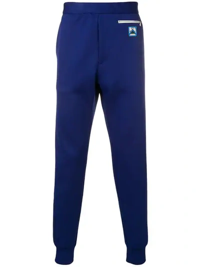 Shop Prada Logo Track Pants In Blue