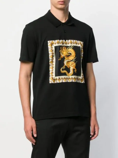 Shop Versace Dragon Patch Polo Shirt In A008 Black