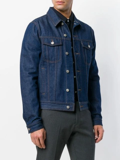 Faux Shearling Trimmed Denim Jacket in Blue - Ami Paris