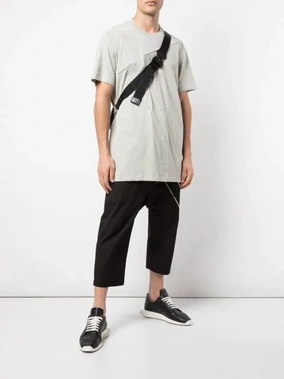 Shop Rick Owens Embossed Strip Longline T-shirt In Grey