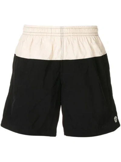 ALEXANDER MCQUEEN TWO-TONE SWIMMING SHORTS - 黑色