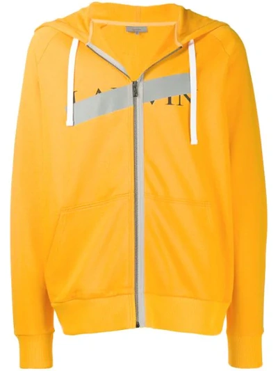 Shop Lanvin Logo Zipped Hoodie In Yellow