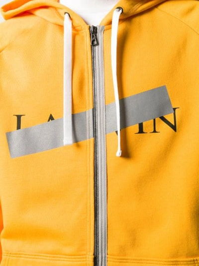 Shop Lanvin Logo Zipped Hoodie In Yellow