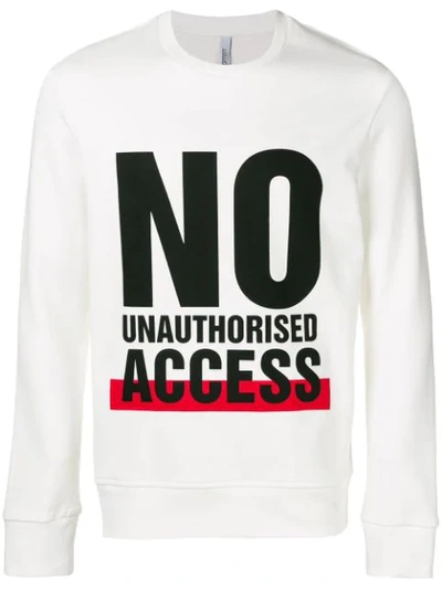 Shop Neil Barrett 'no Unauthorised Access' Sweatshirt In White