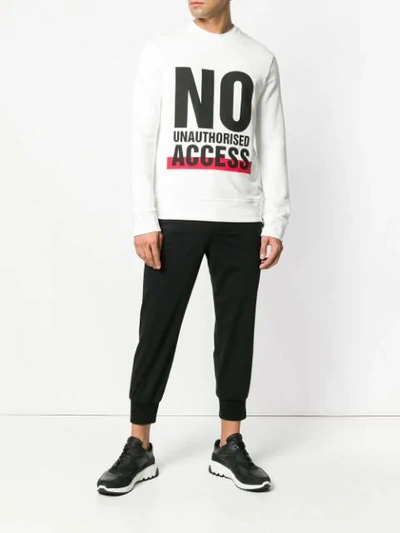 Shop Neil Barrett 'no Unauthorised Access' Sweatshirt In White