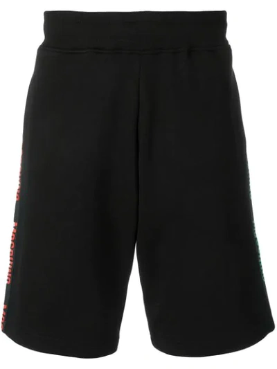 Shop Moschino Logo Stripe Track Shorts - Black