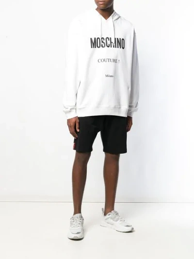 Shop Moschino Logo Stripe Track Shorts - Black