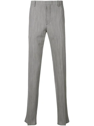 Shop Prada Brushed Stripes Tailored Trousers In Grey