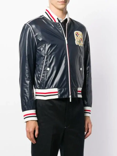 Shop Thom Browne Ribbed Satin Tech Blouson In Blue