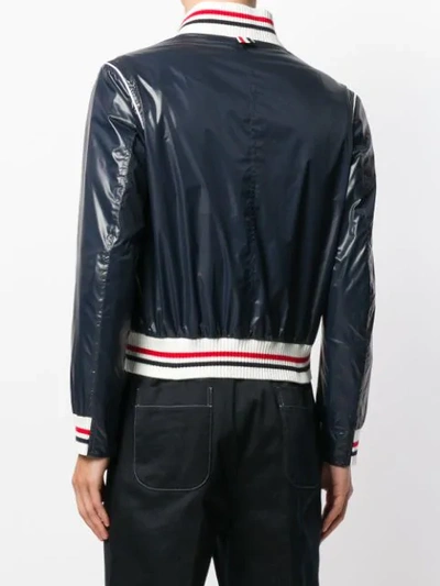 Shop Thom Browne Ribbed Satin Tech Blouson In Blue