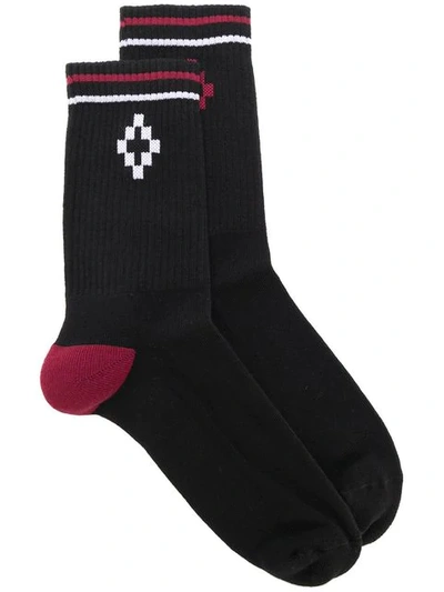 Shop Marcelo Burlon County Of Milan Gestreifte Socken In Black