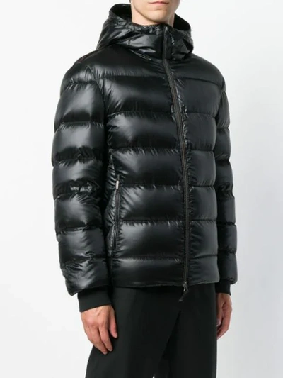 Shop Parajumpers Hooded Puffed Jacket - Black