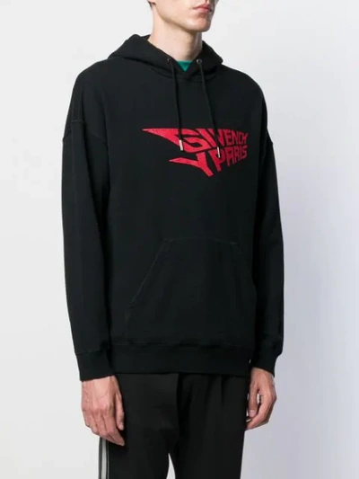 Shop Givenchy Logo Print Hoodie In Black