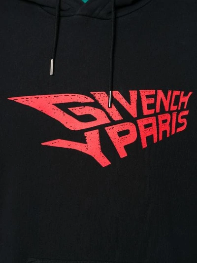 Shop Givenchy Logo Print Hoodie In Black