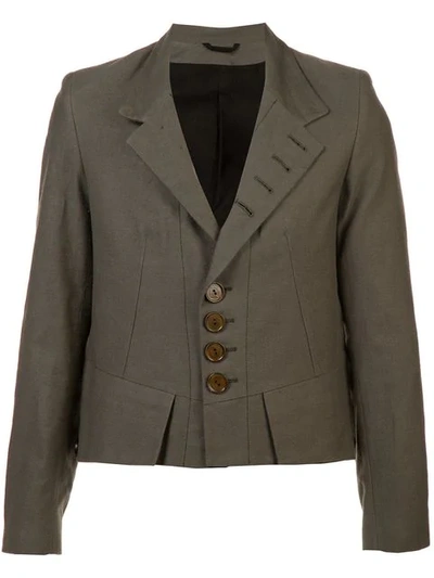 Shop Ann Demeulemeester Cropped Blazer Jacket In Brown