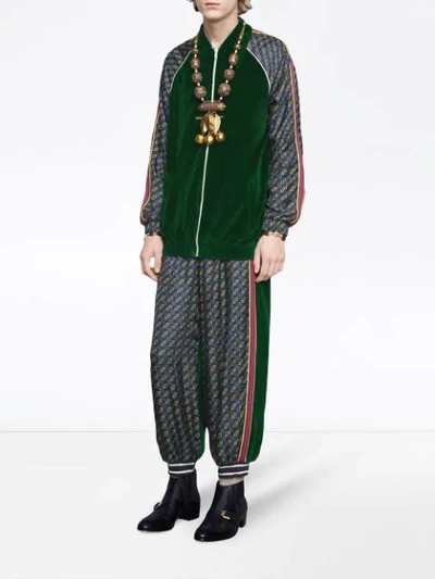 Shop Gucci Bi-material Oversize Jacket In 3129 Green