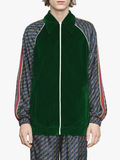 Shop Gucci Bi-material Oversize Jacket In 3129 Green