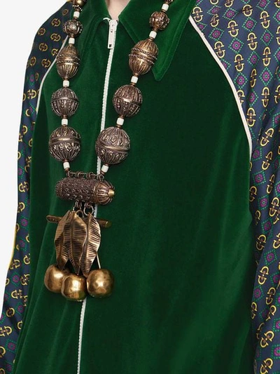 Shop Gucci Bi-material Oversize Jacket In 3129 Green