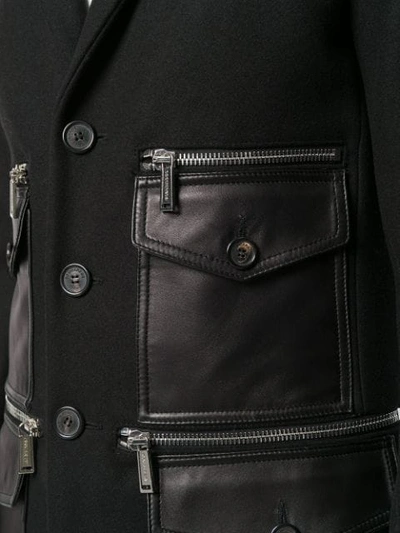 Shop Dsquared2 Leather Pocket Coat In Black