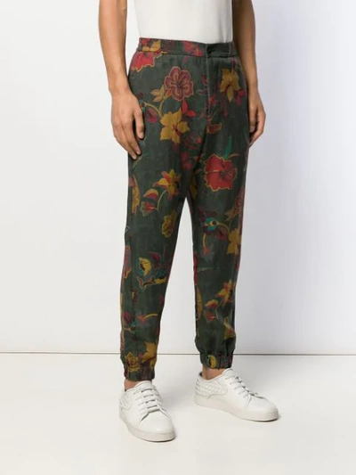 Shop Etro Floral Print Track Pants In Green