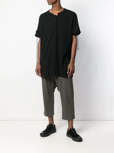 Shop Yohji Yamamoto Lace-up Detail T-shirt In Black