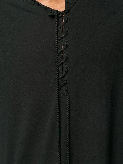 YOHJI YAMAMOTO LACE-UP DETAIL T-SHIRT - 黑色