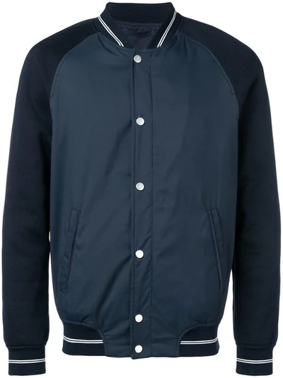 Shop Eleventy Casual Bomber Jacket In Blue