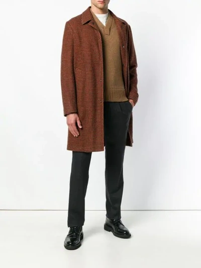 Shop East Harbour Surplus Slim Fitted Sweater In Brown