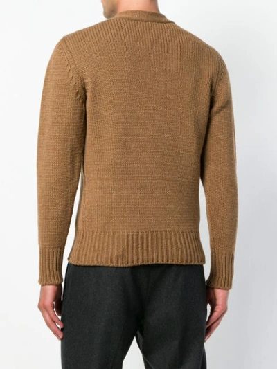 Shop East Harbour Surplus Slim Fitted Sweater In Brown