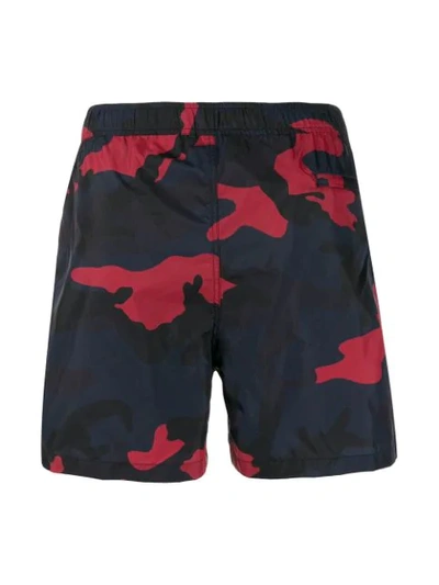 Shop Valentino Camouflage Print Swim Shorts In Blue