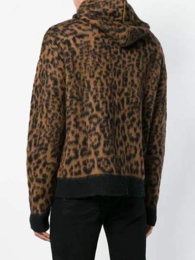 Shop Laneus Leopard Pattern Hoodie - Brown