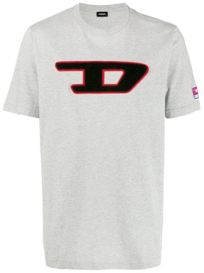 Shop Diesel Logo T-shirt In Grey