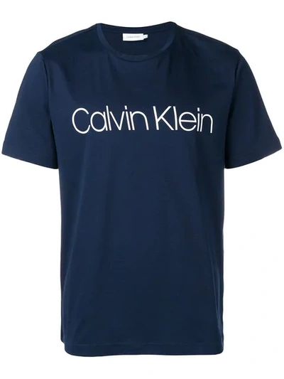 Shop Calvin Klein Logo Print T In Blue