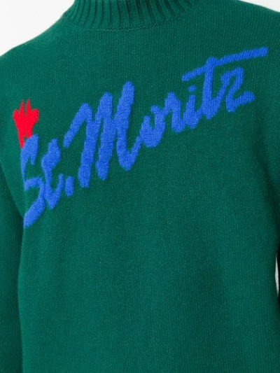 Shop Moncler Intarsia Logo Knitted Sweater In Green