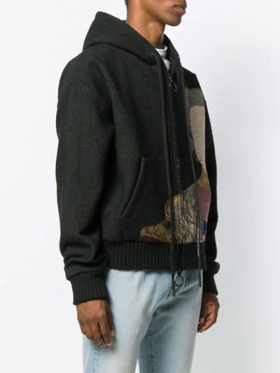 Shop Off-white Jacquard Knit Hooded Jacket In Black