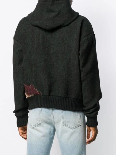 Shop Off-white Jacquard Knit Hooded Jacket In Black