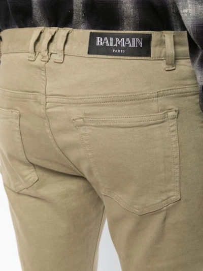 Shop Balmain Slim Fit Jeans In Green
