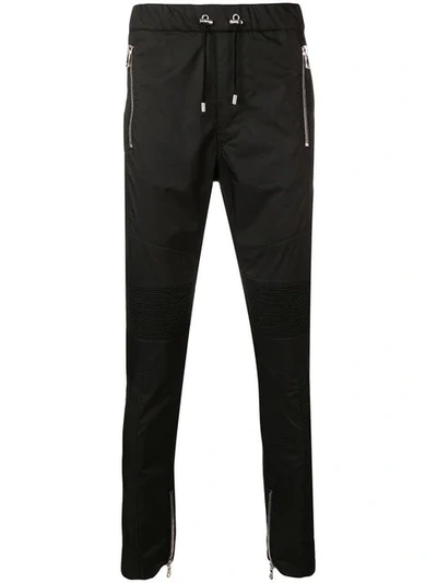 Shop Balmain Fitted Jogging Trousers In Black
