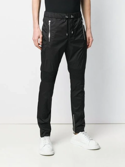 Shop Balmain Fitted Jogging Trousers In Black