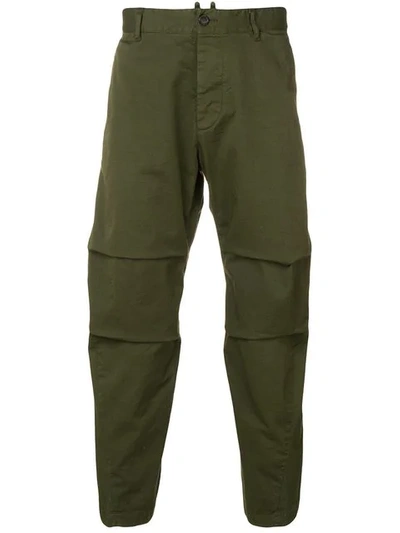 Shop Dsquared2 Cropped Cargo Trousers In Green