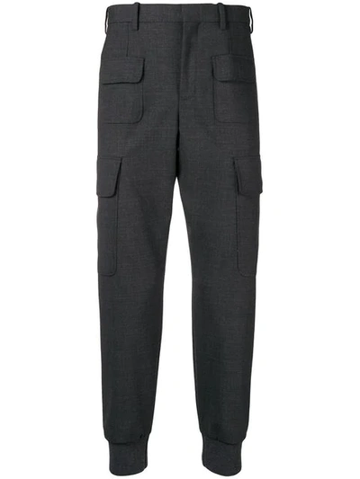 Shop Neil Barrett Woven Trousers In Grey