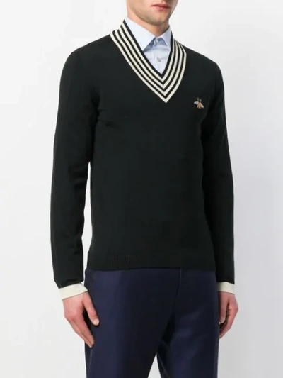 Shop Gucci Bee Appliqué Sweater In Black