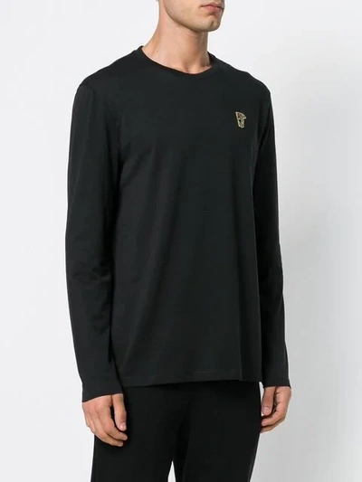 Shop Versace Medusa Logo Patch Long Sleeve T-shirt In Black