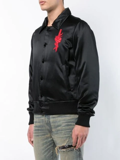 Shop Amiri Embroidered Detail Bomber Jacket In Black