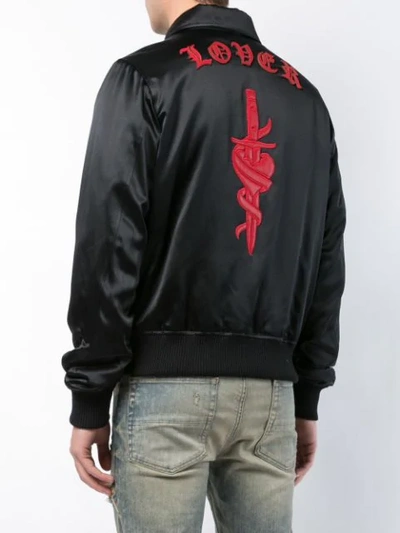 Shop Amiri Embroidered Detail Bomber Jacket In Black