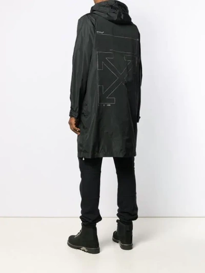 OFF-WHITE LIGHTWEIGHT HOODED RAIN COAT - 黑色