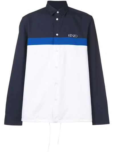 Shop Kenzo Colour Block Shirt In Blue