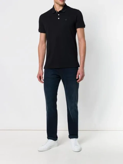Shop Emporio Armani Classic Short Sleeved Polo Shirt In Black