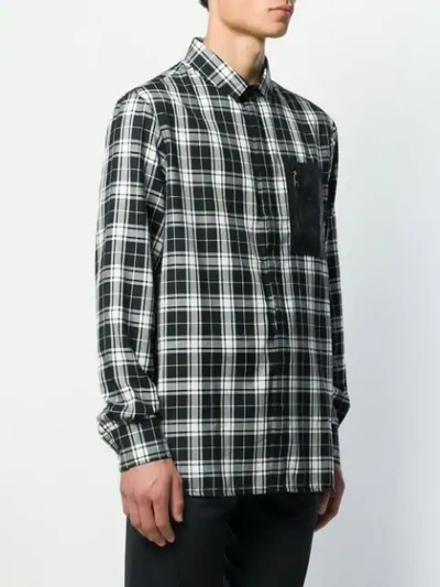 Shop Neil Barrett Contrast Pocket Plaid Shirt In Black