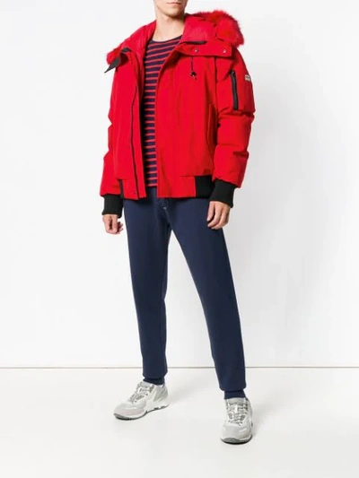 Shop Kenzo Faux Fur Trimmed Puffer Jacket In Red